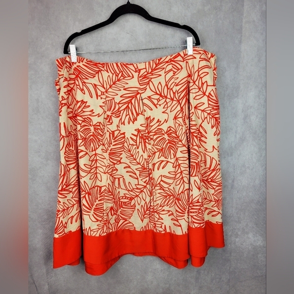 Lane Bryant Linen Cotton Women's‎  orange beige Floral  Skirt Size 24 Plus - Picture 8 of 14